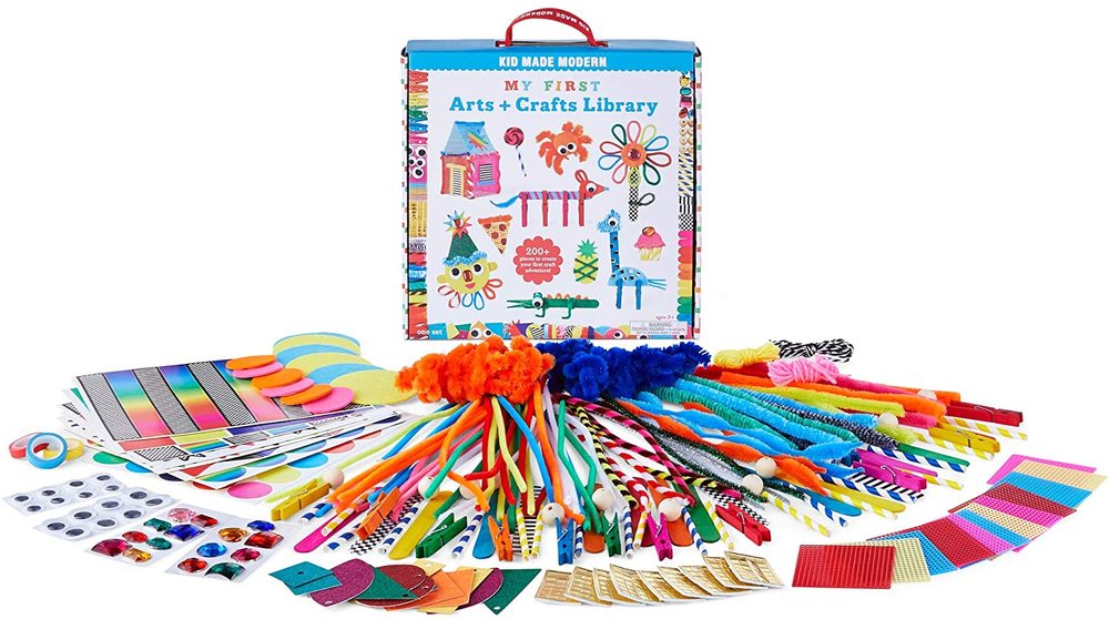  Kid Made Modern - My First Arts and Crafts Library - 200+ Piece  Collection - DIY Kids Crafts - Bulk Craft Set - Create Your Own Art -  Storage Box 