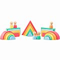 Kipod Rainbow Wooden Blocks 30 Piece Set Montessori Waldorf Ages 3+