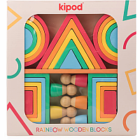 Kipod Rainbow Wooden Blocks 30 Piece Set Montessori Waldorf Ages 3+