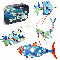 Clixo Crew Pack Magnetic Building 30 Piece Set - Ocean Creatures Glow in The Dark 